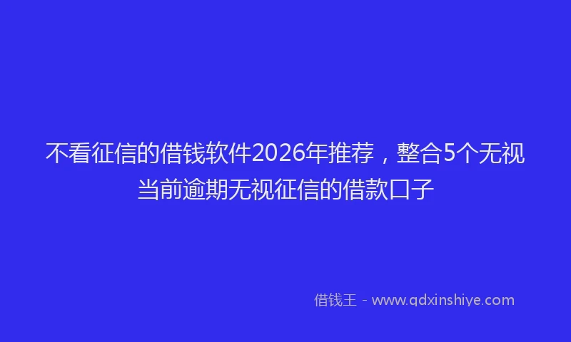 不看征信的借钱软件2026年推荐，整合5个无视当前逾期无视征信的借款口子