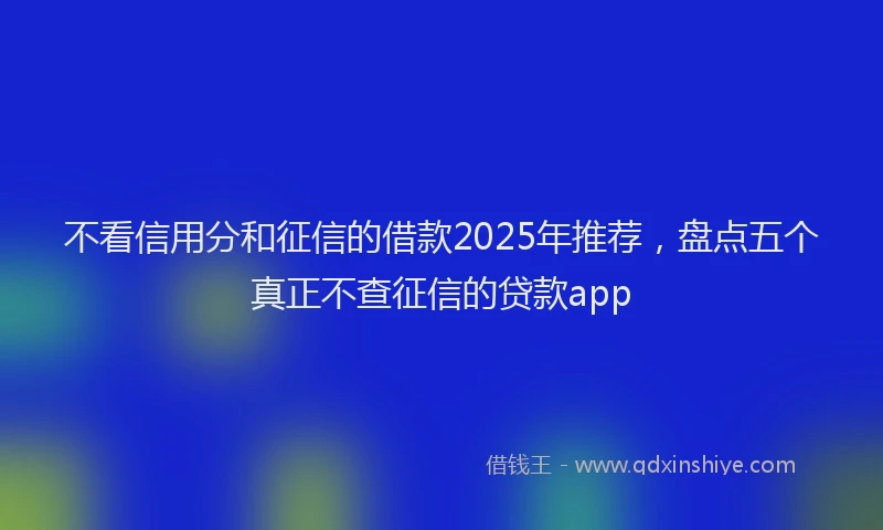 不看信用分和征信的借款2025年推荐，盘点五个真正不查征信的贷款app