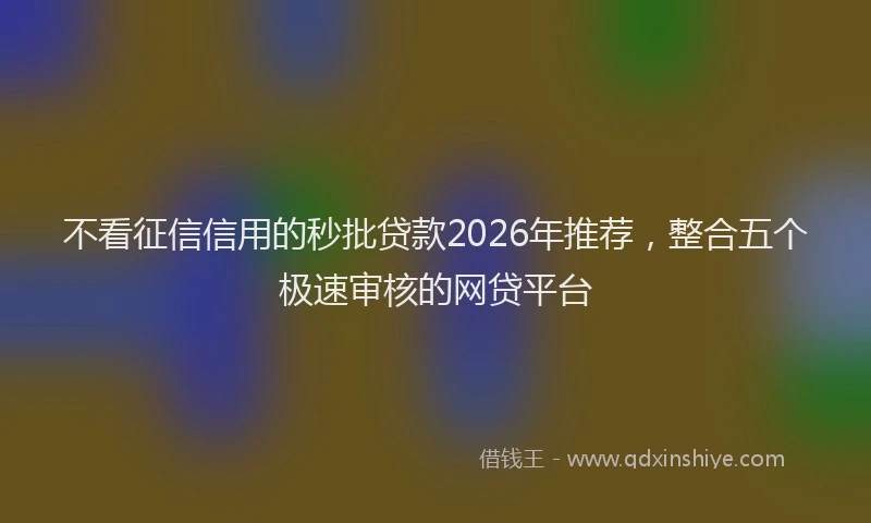 不看征信信用的秒批贷款2026年推荐，整合五个极速审核的网贷平台