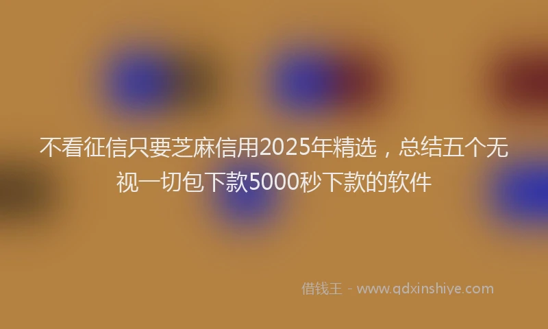 不看征信只要芝麻信用2025年精选，总结五个无视一切包下款5000秒下款的软件