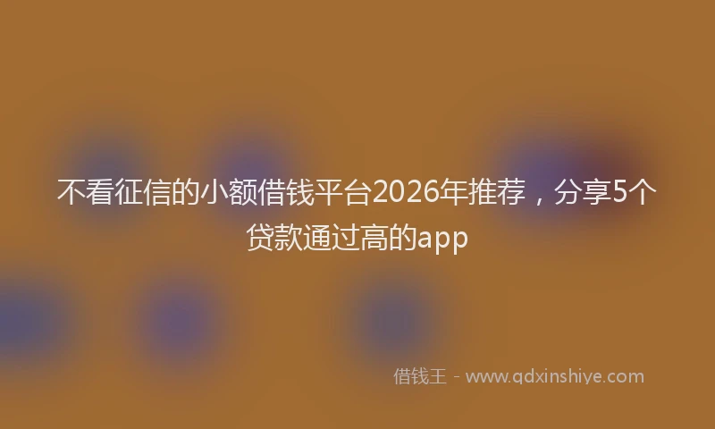 不看征信的小额借钱平台2026年推荐,分享5个贷款通过高的app