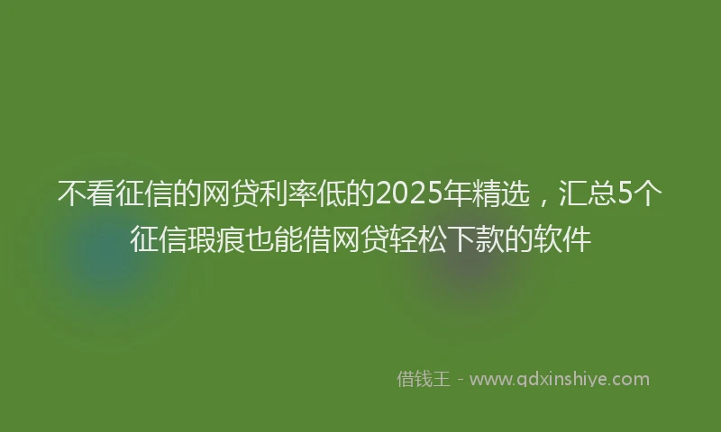 不看征信的网贷利率低的2025年精选，汇总5个征信瑕疵也能借网贷轻松下款的软件