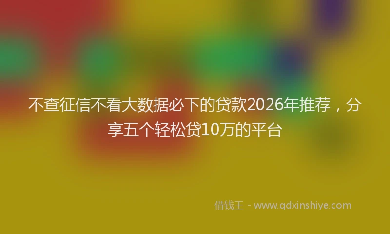 不查征信不看大数据必下的贷款2026年推荐，分享五个轻松贷10万的平台