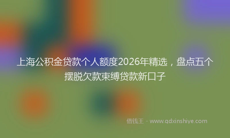 上海公积金贷款个人额度2026年精选，盘点五个摆脱欠款束缚贷款新口子
