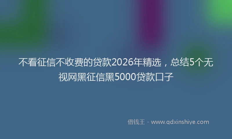 不看征信不收费的贷款2026年精选，总结5个无视网黑征信黑5000贷款口子