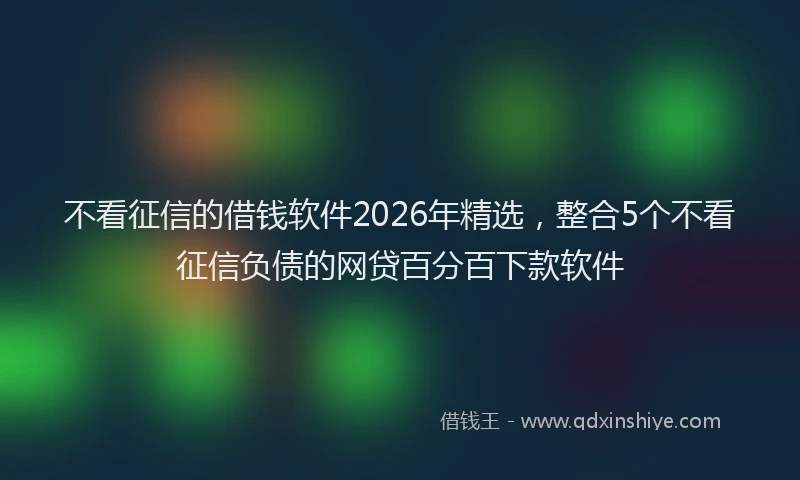 不看征信的借钱软件2026年精选，整合5个不看征信负债的网贷百分百下款软件
