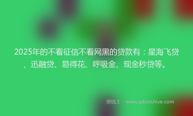 2025年的不看征信不看网黑的贷款有：星海飞贷、迅融贷、易得花、呼吸金、现金秒贷等。