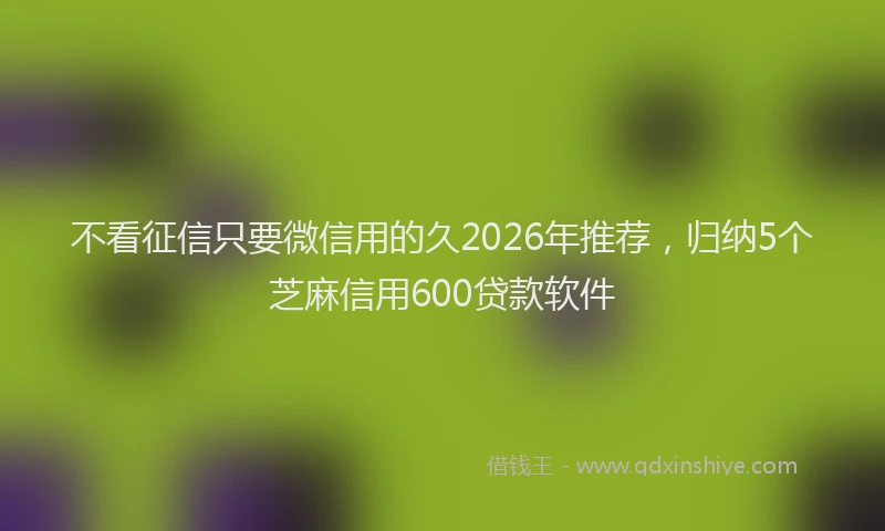 不看征信只要微信用的久2026年推荐，归纳5个芝麻信用600贷款软件