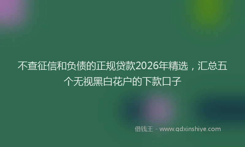 不查征信和负债的正规贷款2026年精选,汇总五个无视黑白花户的下款口子