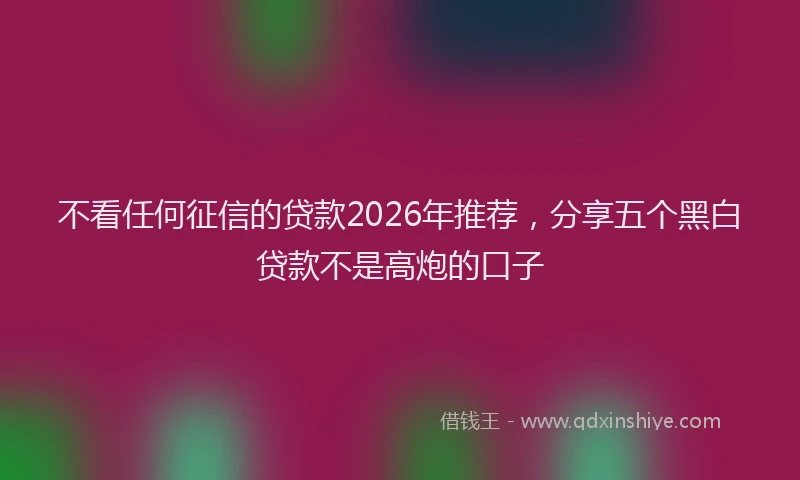 不看任何征信的贷款2026年推荐，分享五个黑白贷款不是高炮的口子