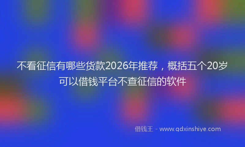 不看征信有哪些货款2026年推荐，概括五个20岁可以借钱平台不查征信的软件