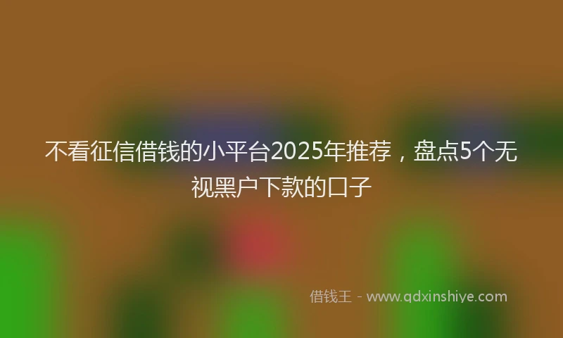 不看征信借钱的小平台2025年推荐，盘点5个无视黑户下款的口子