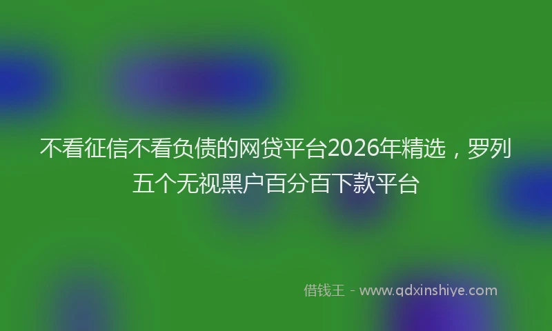 不看征信不看负债的网贷平台2026年精选,罗列五个无视黑户百分百下款平台