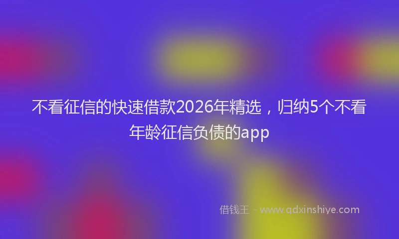 不看征信的快速借款2026年精选，归纳5个不看年龄征信负债的app