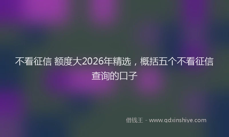 不看征信 额度大2026年精选，概括五个不看征信查询的口子
