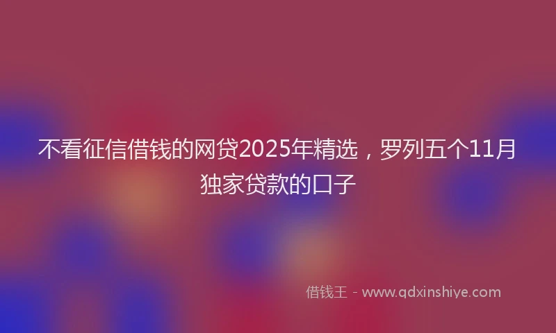 不看征信借钱的网贷2025年精选，罗列五个11月独家贷款的口子