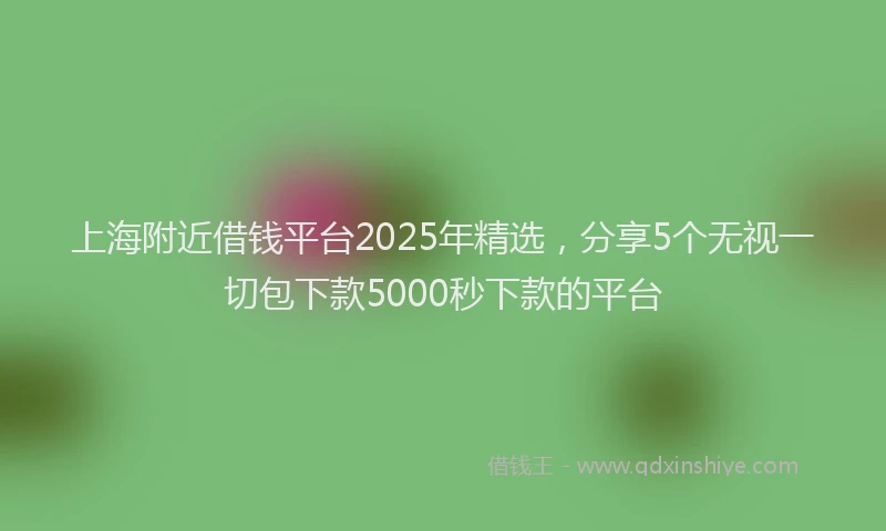 上海附近借钱平台2025年精选，分享5个无视一切包下款5000秒下款的平台