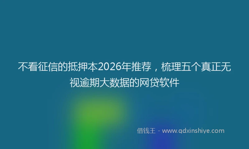 不看征信的抵押本2026年推荐，梳理五个真正无视逾期大数据的网贷软件