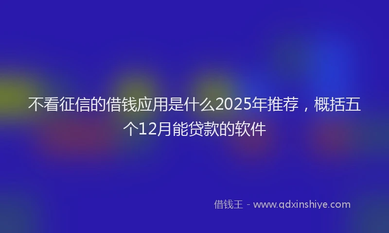 不看征信的借钱应用是什么2025年推荐，概括五个12月能贷款的软件