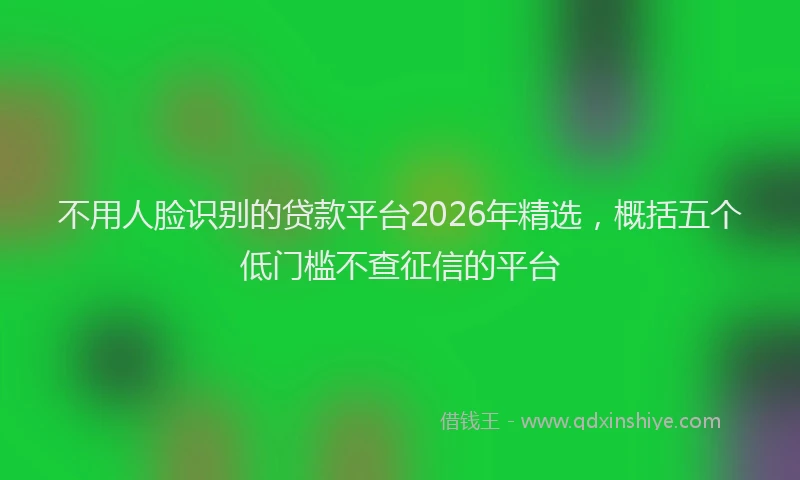 不用人脸识别的贷款平台2026年精选，概括五个低门槛不查征信的平台