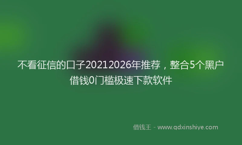 不看征信的口子20212026年推荐，整合5个黑户借钱0门槛极速下款软件