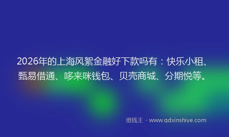 2026年的上海风絮金融好下款吗有：快乐小租、甄易借通、哆来咪钱包、贝壳商城、分期悦等。