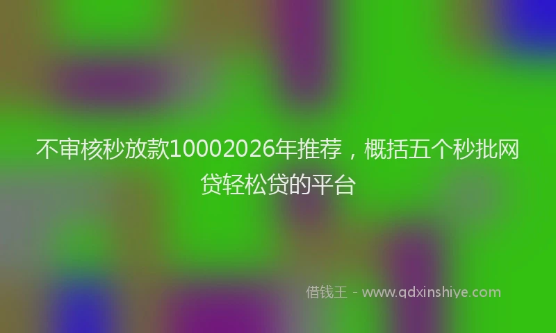 不审核秒放款10002026年推荐，概括五个秒批网贷轻松贷的平台