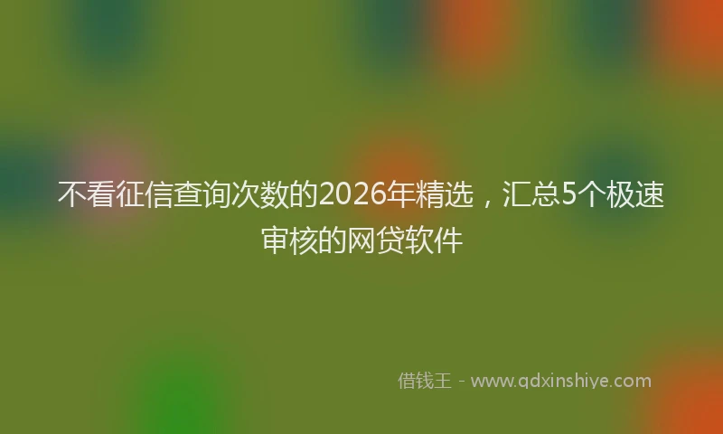 不看征信查询次数的2026年精选，汇总5个极速审核的网贷软件