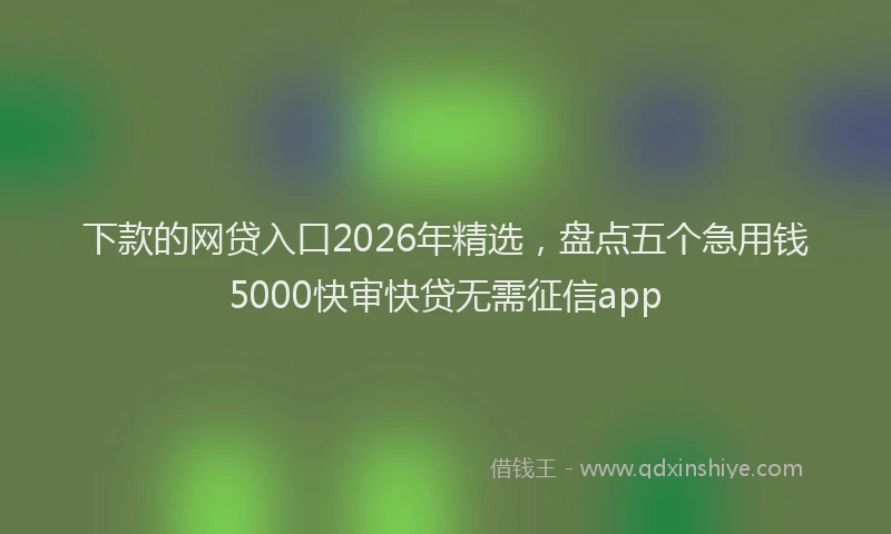 下款的网贷入口2026年精选，盘点五个急用钱5000快审快贷无需征信app