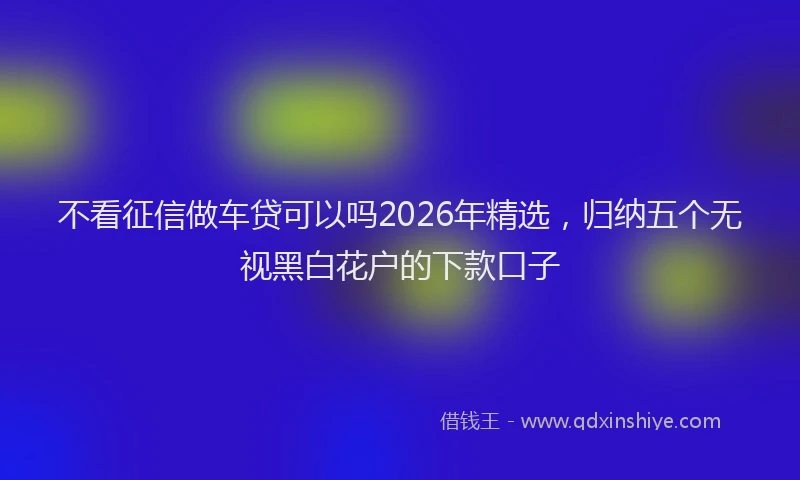 不看征信做车贷可以吗2026年精选，归纳五个无视黑白花户的下款口子