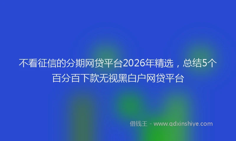 不看征信的分期网贷平台2026年精选，总结5个百分百下款无视黑白户网贷平台