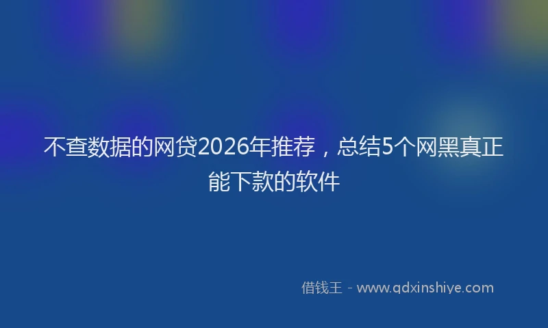 不查数据的网贷2026年推荐，总结5个网黑真正能下款的软件