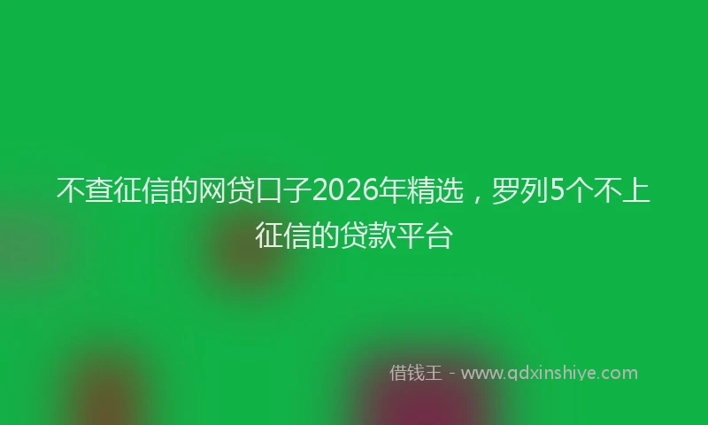 不查征信的网贷口子2026年精选，罗列5个不上征信的贷款平台