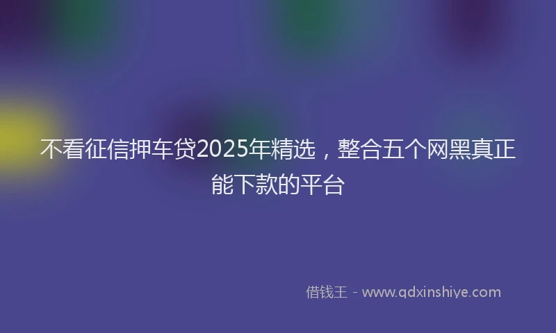 不看征信押车贷2025年精选，整合五个网黑真正能下款的平台