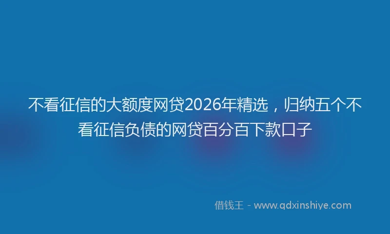 不看征信的大额度网贷2026年精选，归纳五个不看征信负债的网贷百分百下款口子