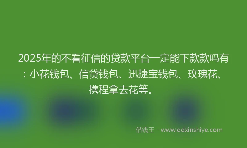 2025年的不看征信的贷款平台一定能下款款吗有：小花钱包、信贷钱包、迅捷宝钱包、玫瑰花、携程拿去花等。