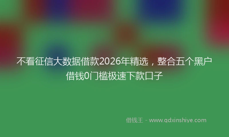 不看征信大数据借款2026年精选，整合五个黑户借钱0门槛极速下款口子