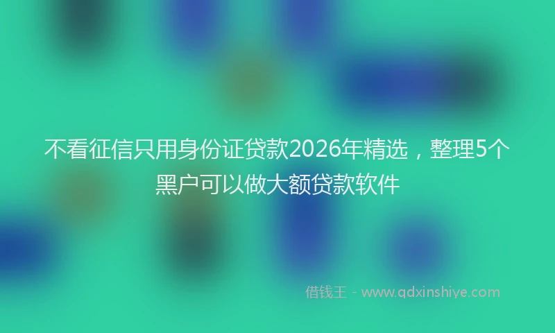 不看征信只用身份证贷款2026年精选，整理5个黑户可以做大额贷款软件
