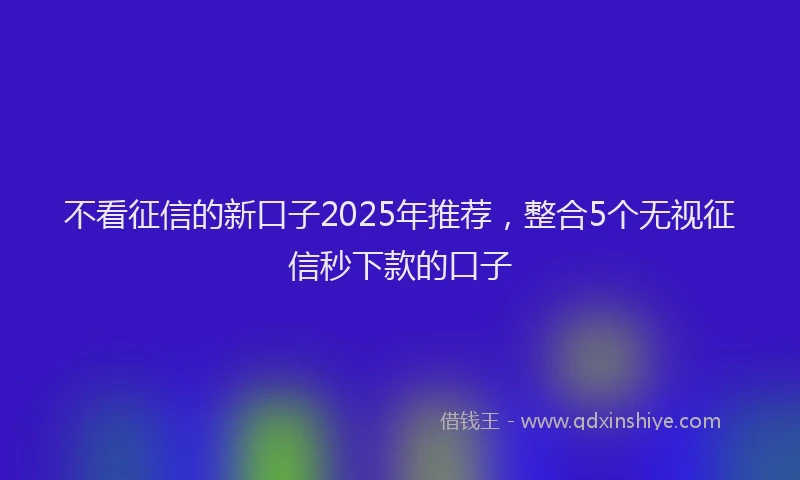 不看征信的新口子2025年推荐，整合5个无视征信秒下款的口子
