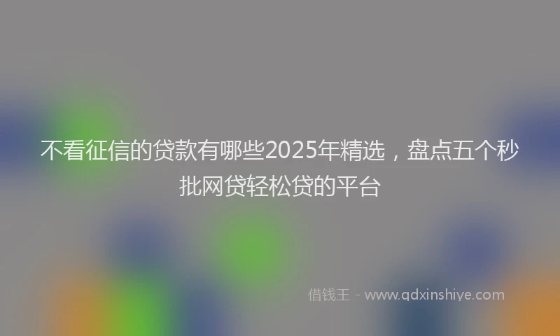 不看征信的贷款有哪些2025年精选，盘点五个秒批网贷轻松贷的平台