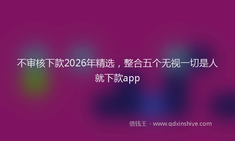 不审核下款2026年精选，整合五个无视一切是人就下款app