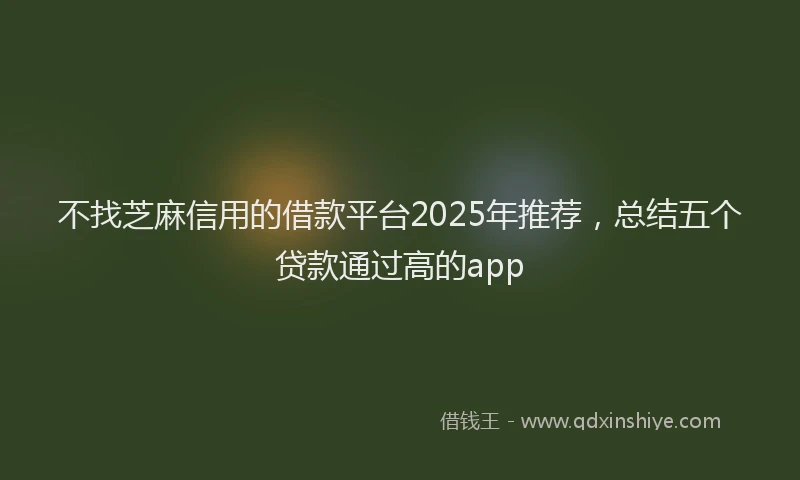 不找芝麻信用的借款平台2025年推荐,总结五个贷款通过高的app