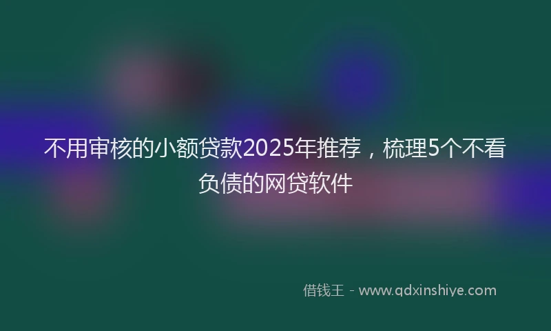 不用审核的小额贷款2025年推荐，梳理5个不看负债的网贷软件