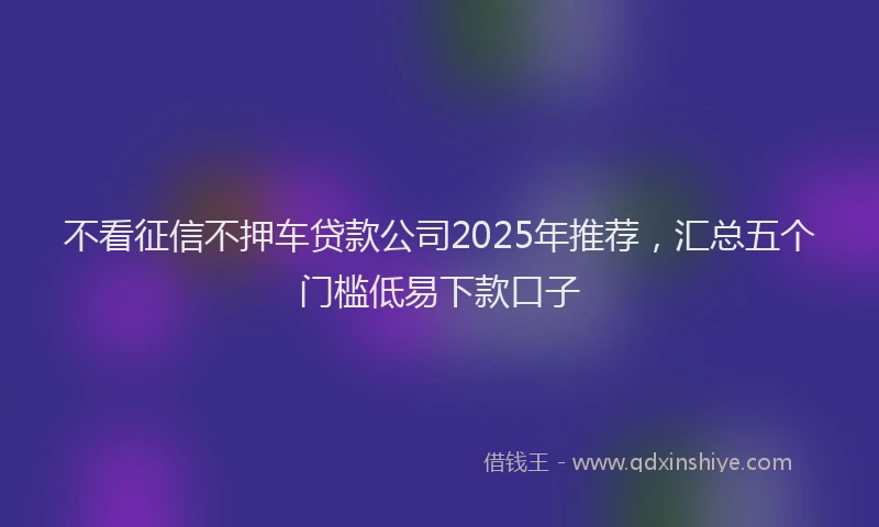 不看征信不押车贷款公司2025年推荐，汇总五个门槛低易下款口子