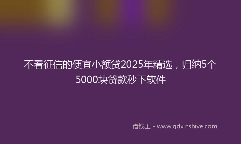 不看征信的便宜小额贷2025年精选，归纳5个5000块贷款秒下软件