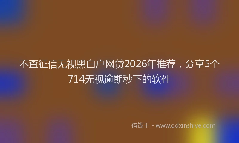 不查征信无视黑白户网贷2026年推荐，分享5个714无视逾期秒下的软件