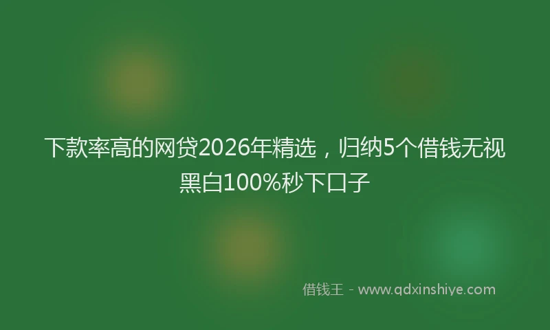 下款率高的网贷2026年精选，归纳5个借钱无视黑白100%秒下口子