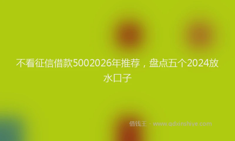 不看征信借款5002026年推荐，盘点五个2024放水口子