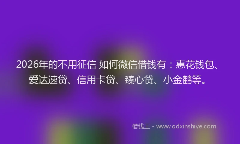 2026年的不用征信 如何微信借钱有:惠花钱包、爱达速贷、信用卡贷、臻心贷、小金鹤等。