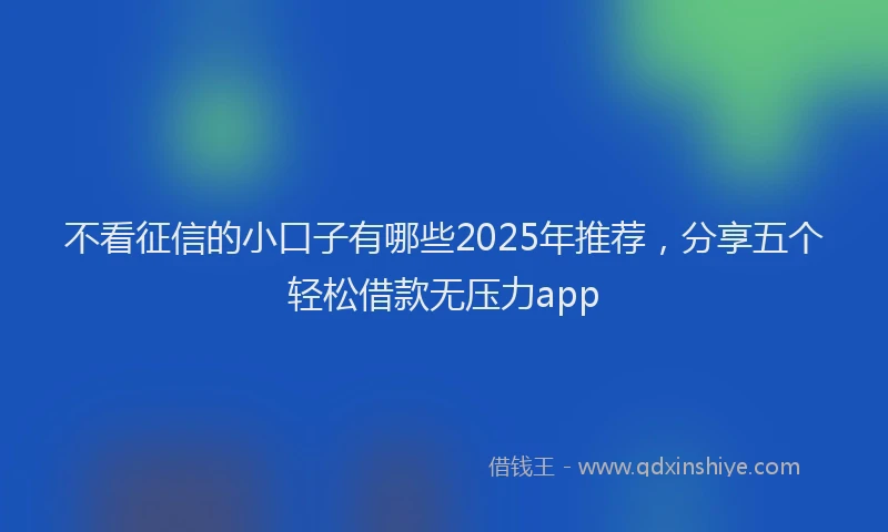 不看征信的小口子有哪些2025年推荐，分享五个轻松借款无压力app